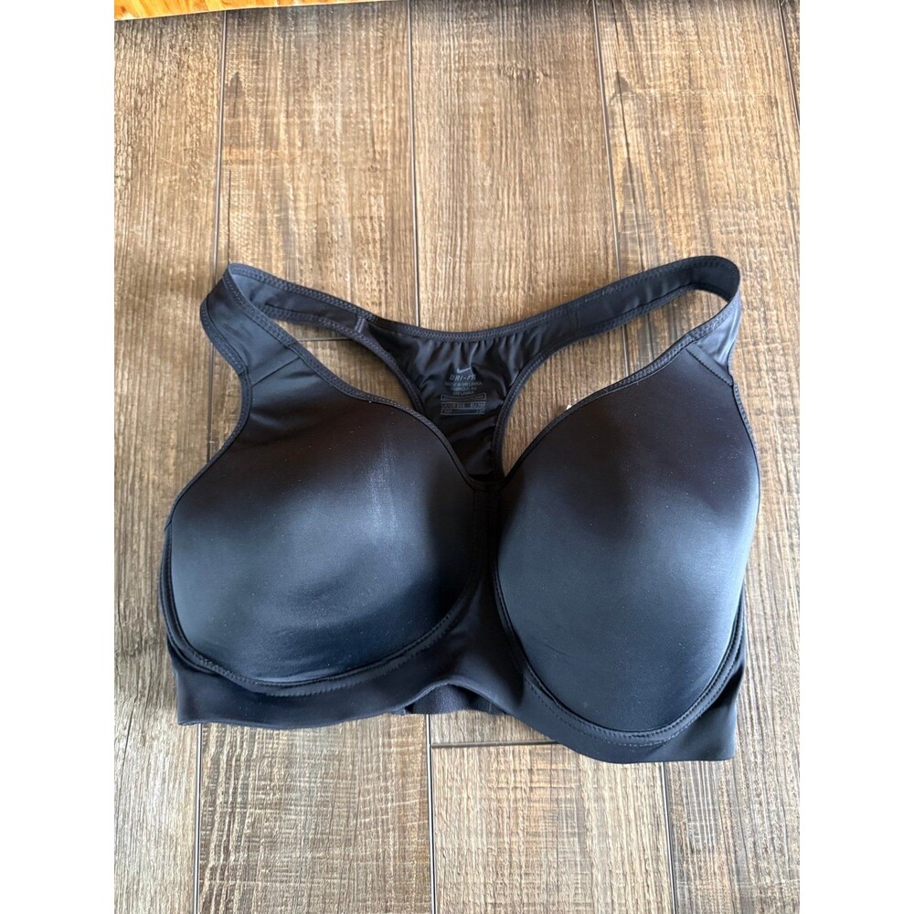 Nike Rival High Support Padded Racerback Sports Bra Sz. 34E Black